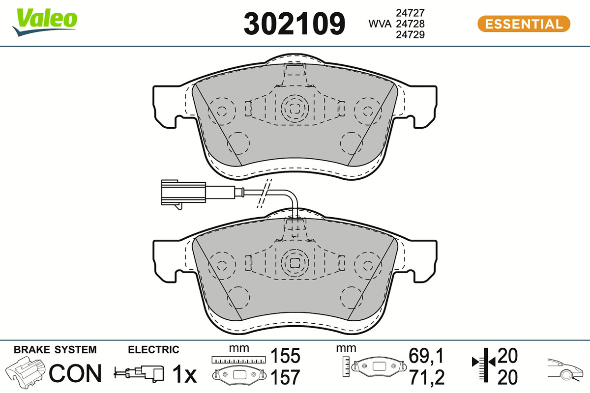 Jeu de 4 plaquettes de frein VALEO ref. 302109